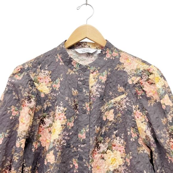 & Other Stories Paris Atelier Cottage Floral Gray & Pink Cotton Blouse Size 8 - Picture 9 of 16